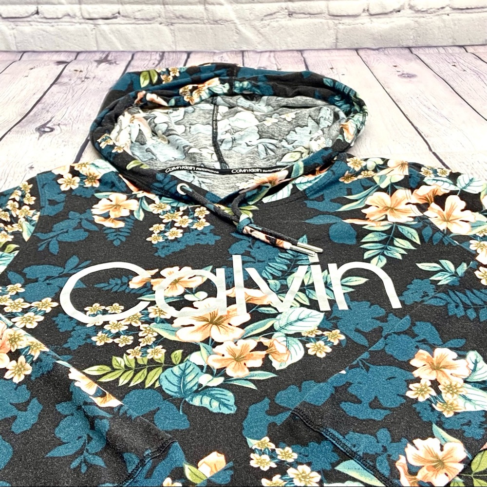 CALVIN KLEIN Performance Black Floral Hoodie - Picture 2 of 9